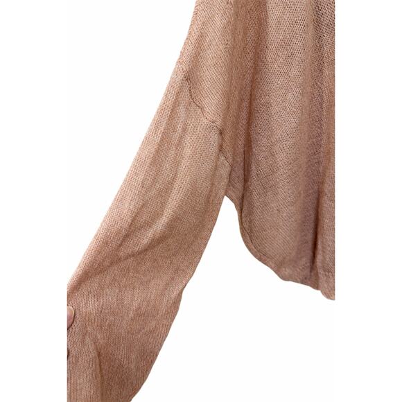 Elan “Oohlala” Mocha Medium Oversized Light Boxy Graphic Knit Coastal Cozy Chic - Picture 3 of 9